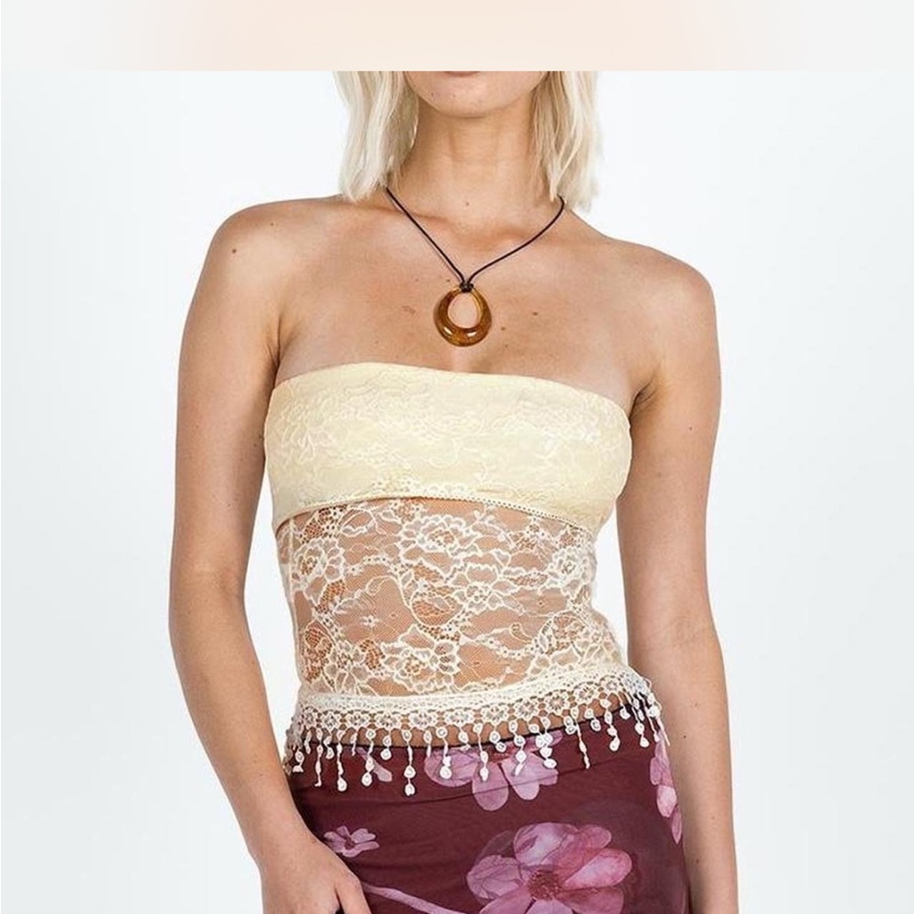 Princess Polly Cream Lace Top